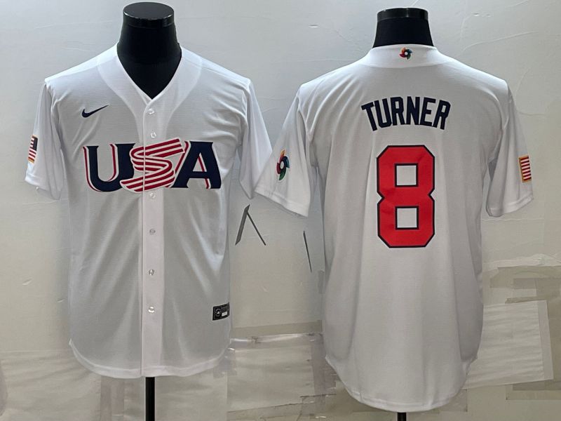 Men 2023 World Cub USA #8 Turner White Nike MLB Jersey10->more jerseys->MLB Jersey